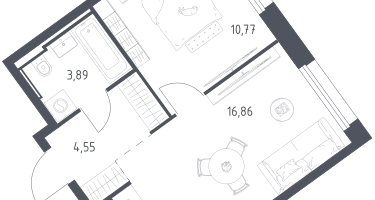 1-к. квартира, 36&nbsp;м²