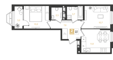 2-к. квартира, 49&nbsp;м²