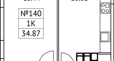 1-к. квартира, 34 м²