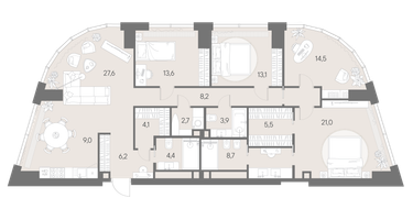 4-к. квартира, 142&nbsp;м²