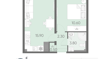 1-к. квартира, 33 м²