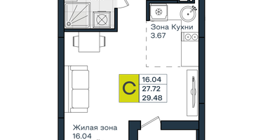 Студия, 29&nbsp;м²