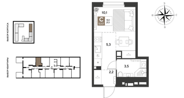 Студия, 21 м²