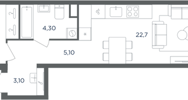 2-к. квартира, 47 м²