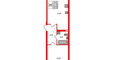 1-к. квартира, 43&nbsp;м²