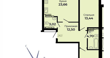 2-к. квартира, 72 м²