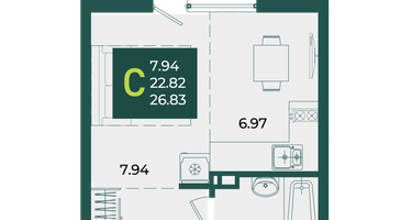 Студия, 26&nbsp;м²
