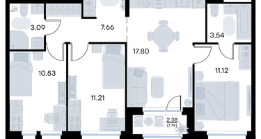 3-к. квартира, 66&nbsp;м²