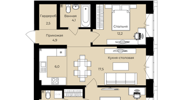 2-к. квартира, 67 м²
