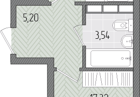 1-к. квартира, 44&nbsp;м²