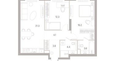 2-к. квартира, 65&nbsp;м²