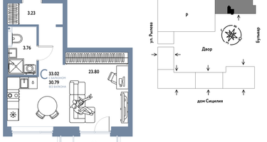 Студия, 33&nbsp;м²