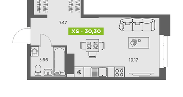Студия, 30&nbsp;м²