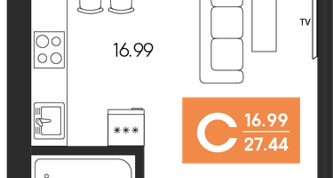 Студия, 27&nbsp;м²