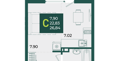 Студия, 26&nbsp;м²