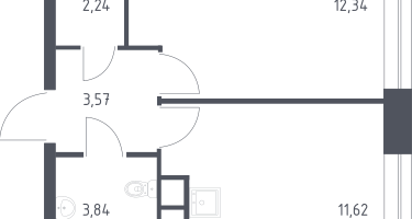 1-к. квартира, 33&nbsp;м²