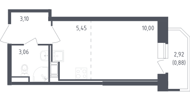Студия, 22&nbsp;м²