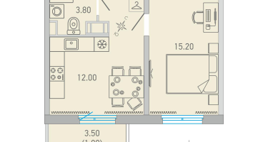 1-к. квартира, 36&nbsp;м²