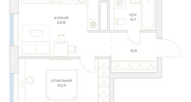 1-к. квартира, 36&nbsp;м²