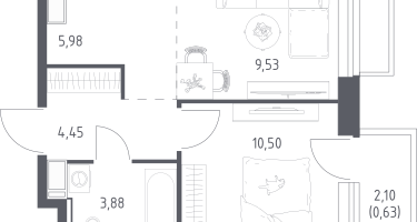 Студия, 34&nbsp;м²