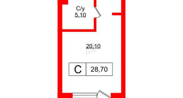 1-к. квартира, 29&nbsp;м²