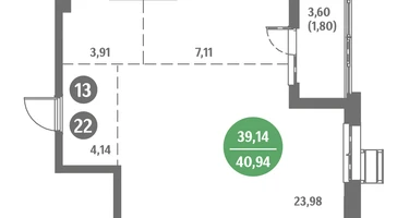 1-к. квартира, 40&nbsp;м²