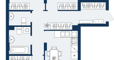 2-к. квартира, 78&nbsp;м²