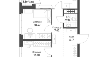 2-к. квартира, 62&nbsp;м²