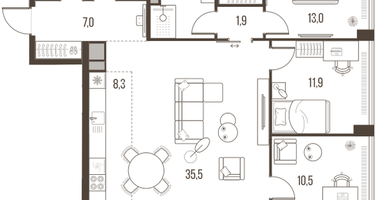 4-к. квартира, 106 м²