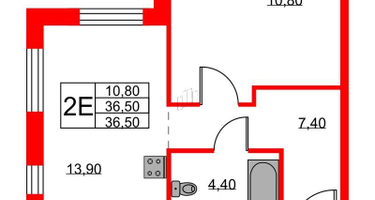 1-к. квартира, 37&nbsp;м²