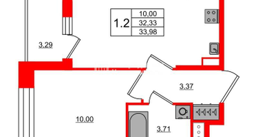 1-к. квартира, 32 м²