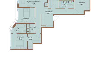 4-к. квартира, 138&nbsp;м²