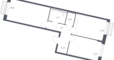 2-к. квартира, 59&nbsp;м²