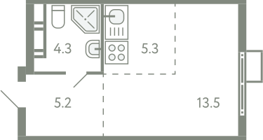 Студия, 27&nbsp;м²