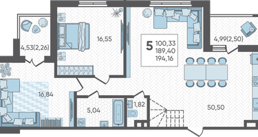 5-к. квартира, 194 м²