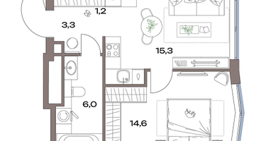 2-к. квартира, 40 м²