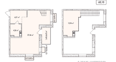 1-к. квартира, 68&nbsp;м²