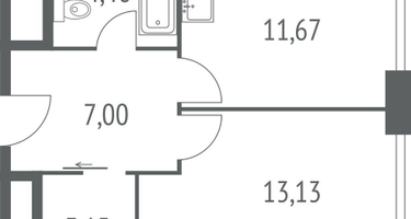 1-к. квартира, 42&nbsp;м²
