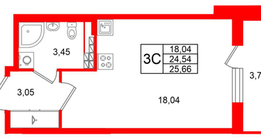 Студия, 24 м²