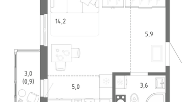 Студия, 29&nbsp;м²