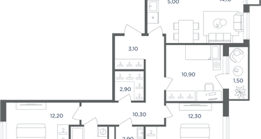 4-к. квартира, 77 м²