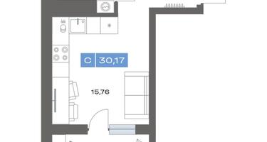 1-к. квартира, 30&nbsp;м²