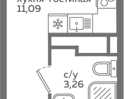 Студия, 22 м²