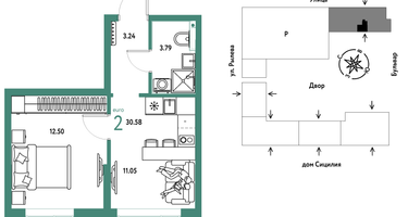 2-к. квартира, 30&nbsp;м²