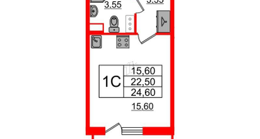 Студия, 22 м²