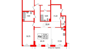 4-к. квартира, 136 м²