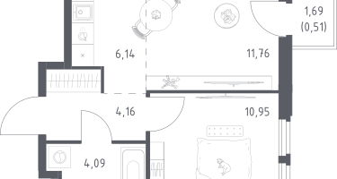 Студия, 37&nbsp;м²