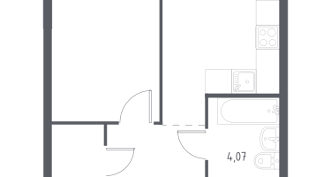 1-к. квартира, 34&nbsp;м²