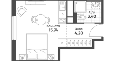 Студия, 23 м²