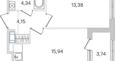 1-к. квартира, 39&nbsp;м²